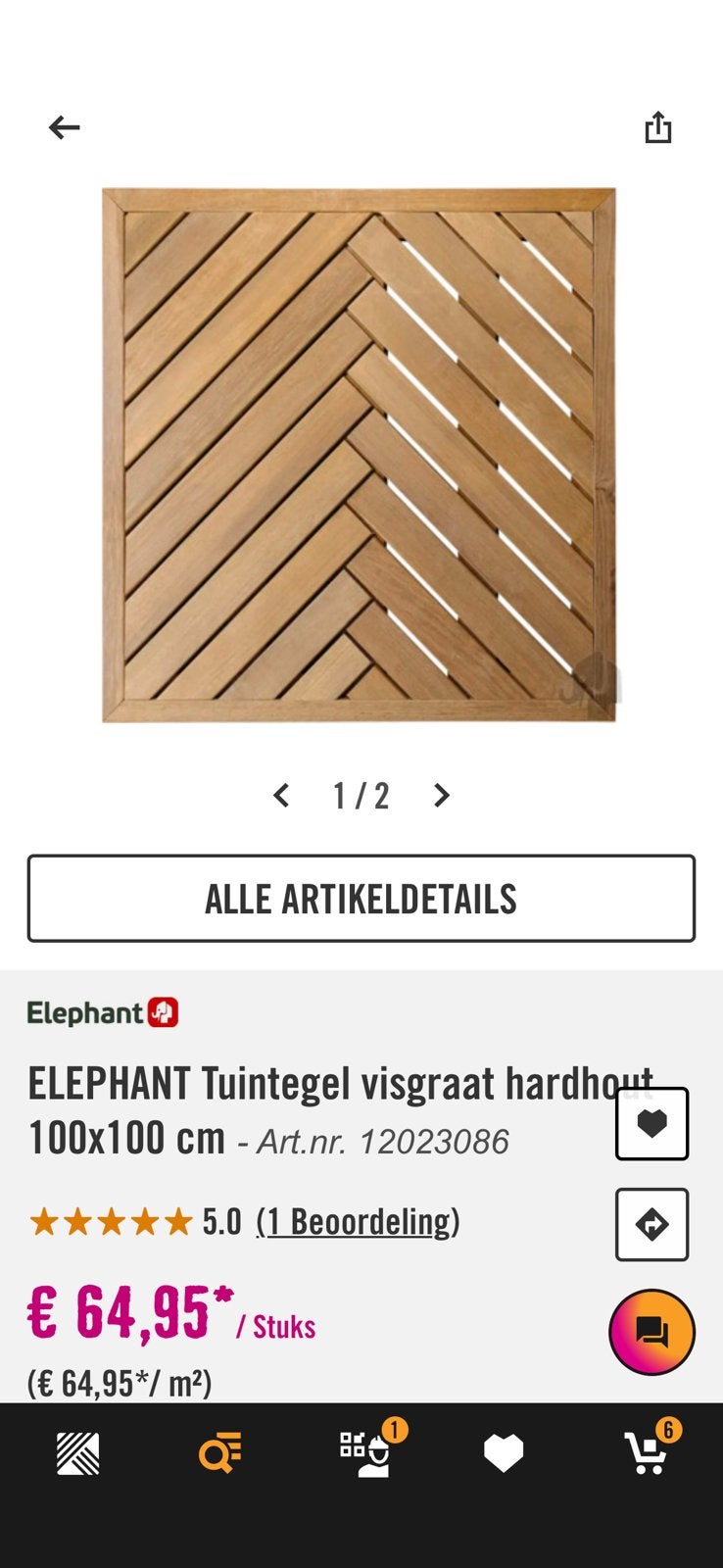 Foto 4 van Hardhouten vloertegels in visgraat 100 x 100 - 12 stuks