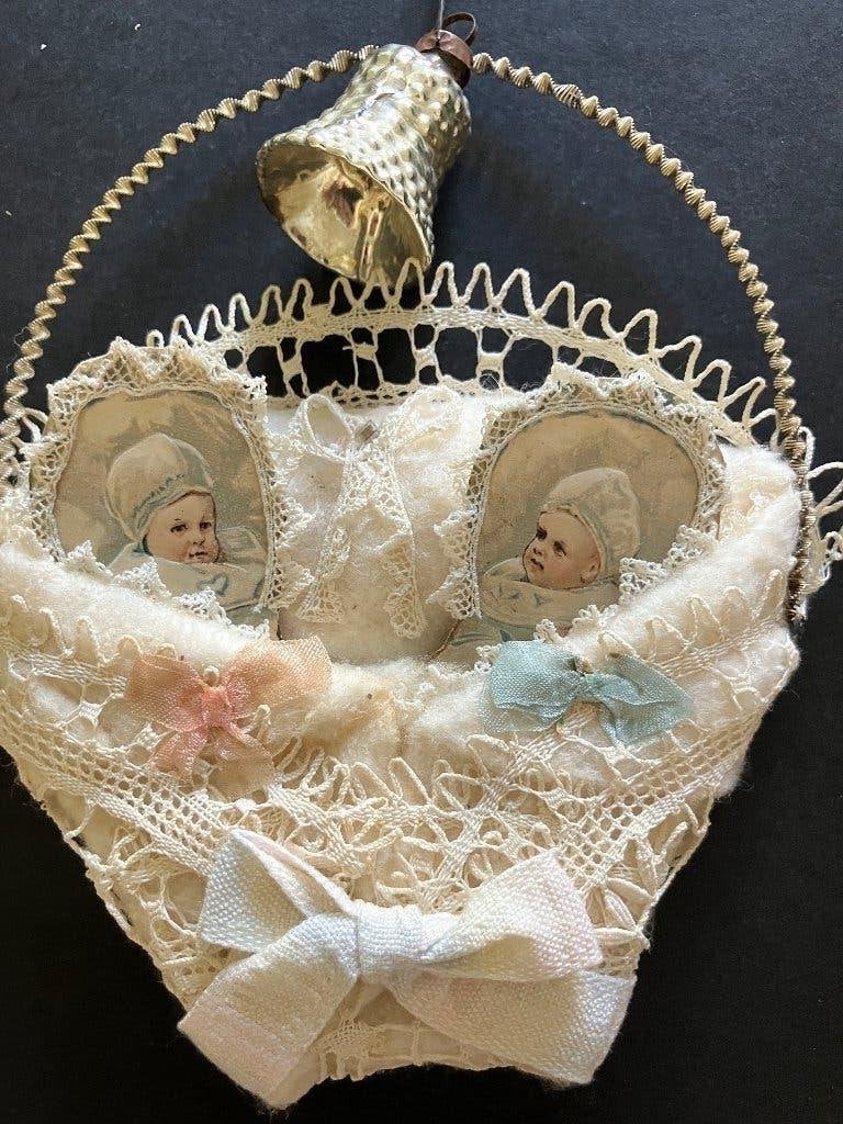retro victoriaans kerst ornament, Diversen, Kerst, Ophalen of Verzenden, Gebruikt