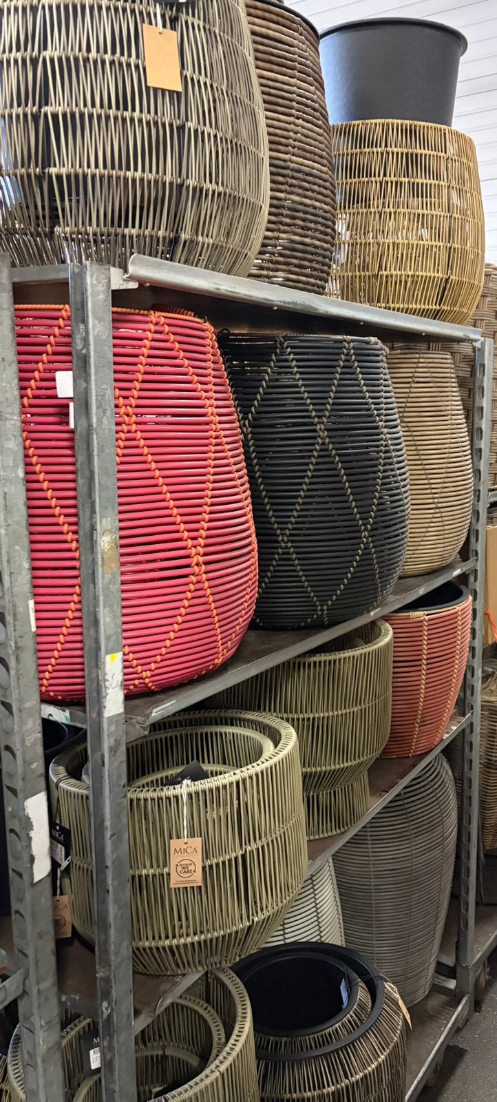 Partij Potmanden mica 72st NIEUW, Tuin en Terras, Ophalen, Kunststof, Rond, Minder dan 25 cm