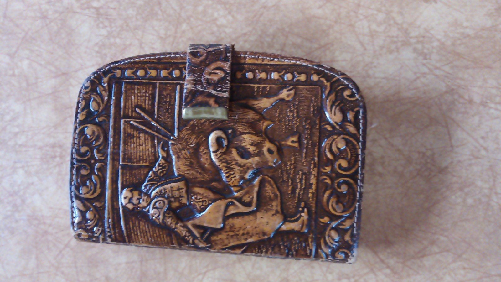 Leren portemonnee uit Spanje met flamenco danseres 14x9,5 cm, Sieraden, Tassen en Uiterlijk, Portemonnees, Gebruikt, Overige merken