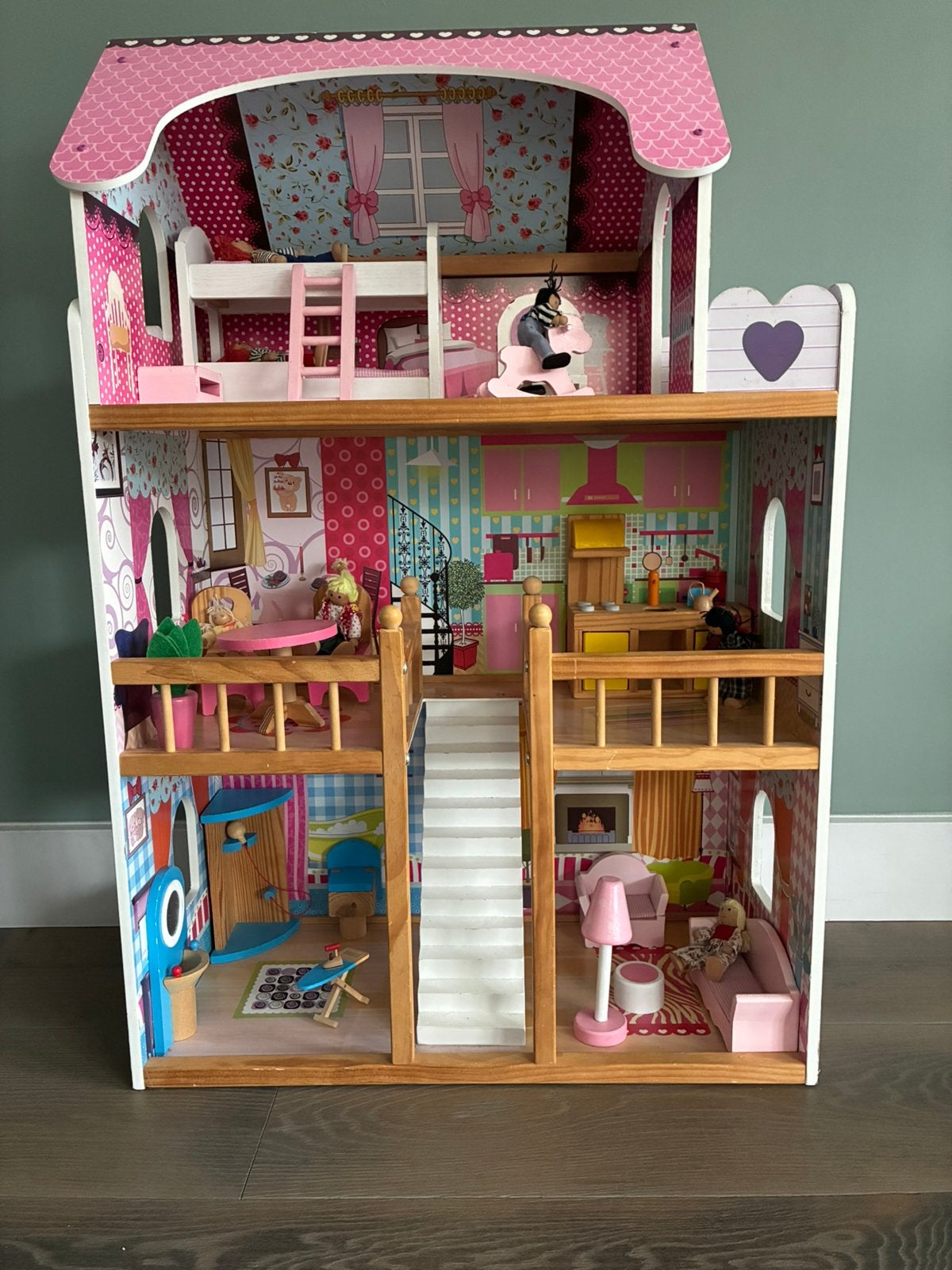 Houten poppenhuis, Ophalen, Zo goed als nieuw, Poppenhuis