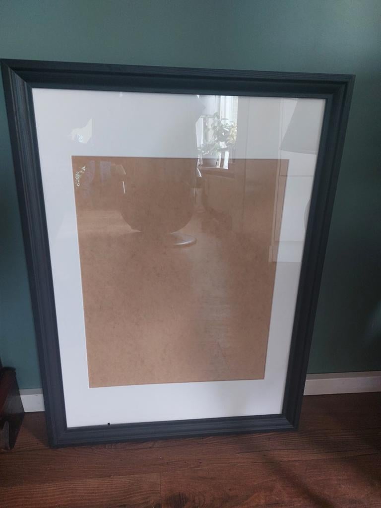 Ikea zwart- houten schilderij lijst met plexiglas., Huis en Inrichting, Woonaccessoires | Schilderijen, Tekeningen en Foto's, Ophalen