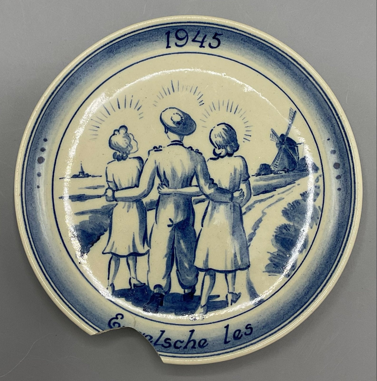 Delfts Blauw Herdenkingsbord 1945 - Oorlog en Vrede, Antiek en Kunst, Ophalen of Verzenden