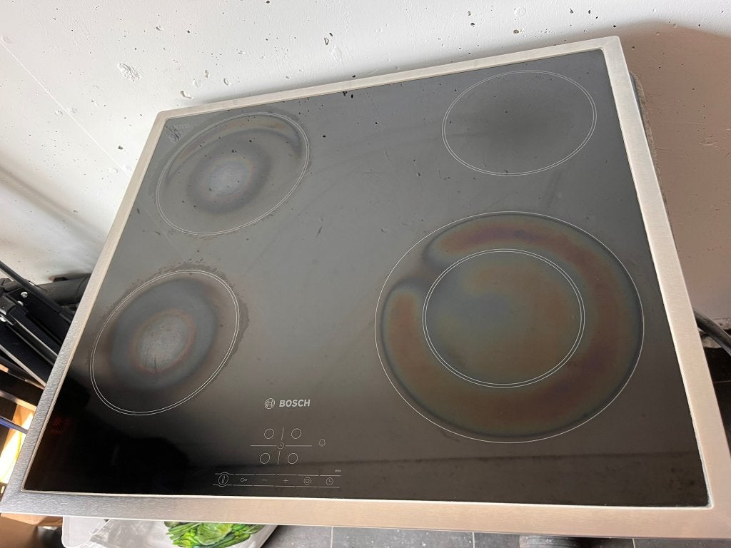 Nette Bosch PKF645B17E Keramische Kookplaat, Inbouw, RVS, Gebruikt, Keramisch, Inbouw, 4 kookzones