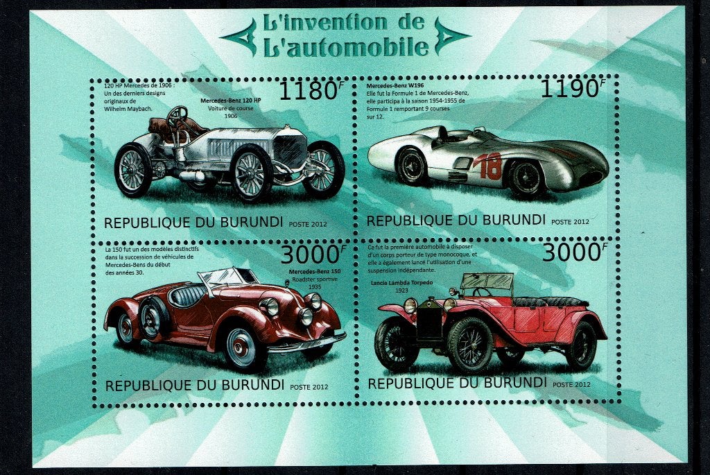 BURUNDI 2012 PF BLOK AUTO CARS OLDTIMERS AUTO'S, Ophalen of Verzenden, Postfris, Auto's