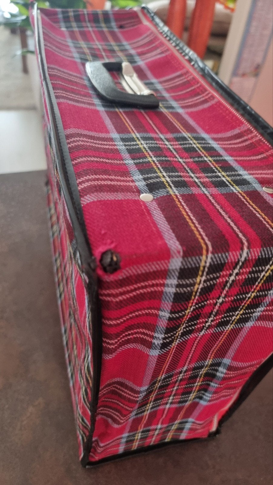 Vintage Koffer Rood Geruit - Handig en Stijlvol, Sieraden, Tassen en Uiterlijk, Koffers, Ophalen, Overige materialen, Gebruikt