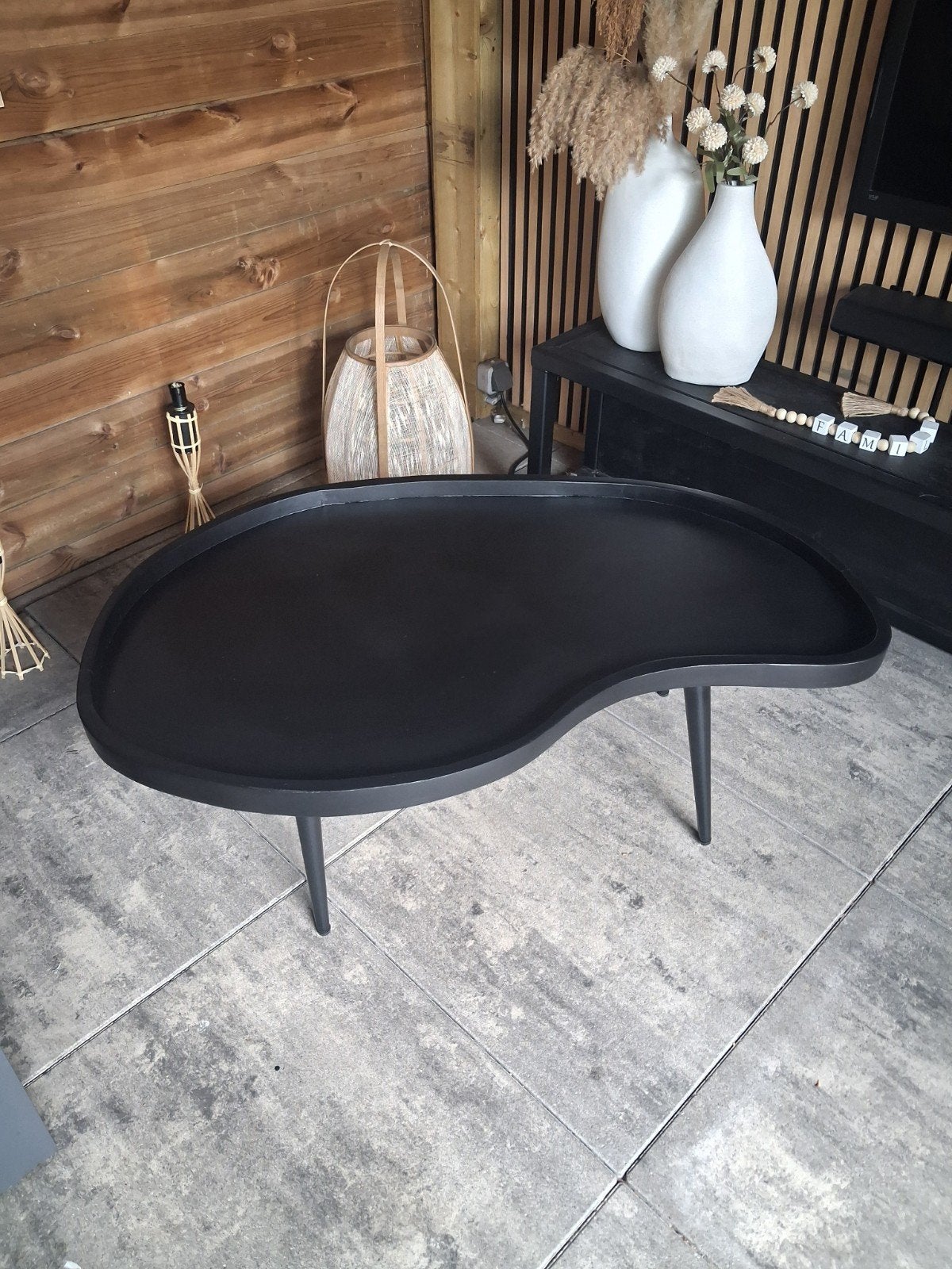 Grote zwarte organische salontafel van Goossens., Ophalen, 50 tot 100 cm, Rond, 50 tot 100 cm