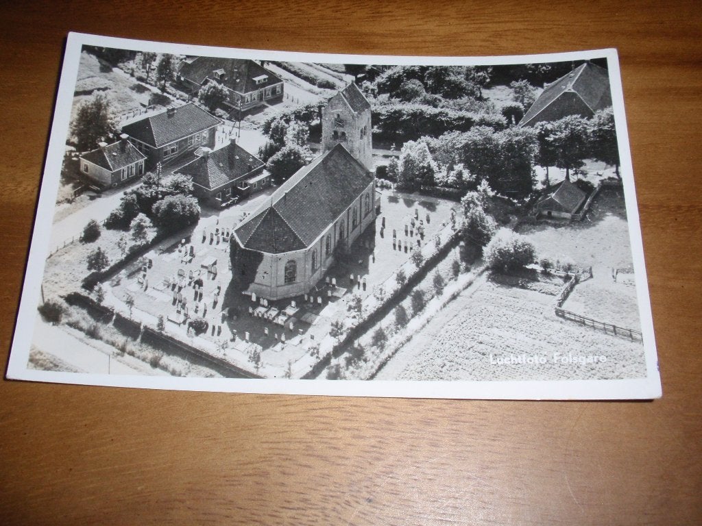 Luchtfoto Folsgare Friesland Kerk Begraafplaats, Verzenden, 1940 tot 1960, Ongelopen, Friesland