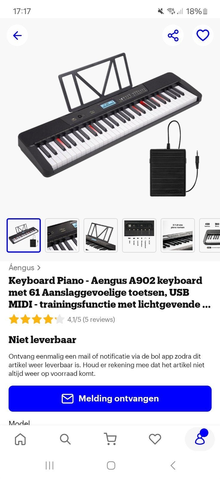 Aengus A902 Keyboard Piano - 61 toetsen, USB MIDI, Overige merken, 61 toetsen, Nieuw, Ophalen of Verzenden