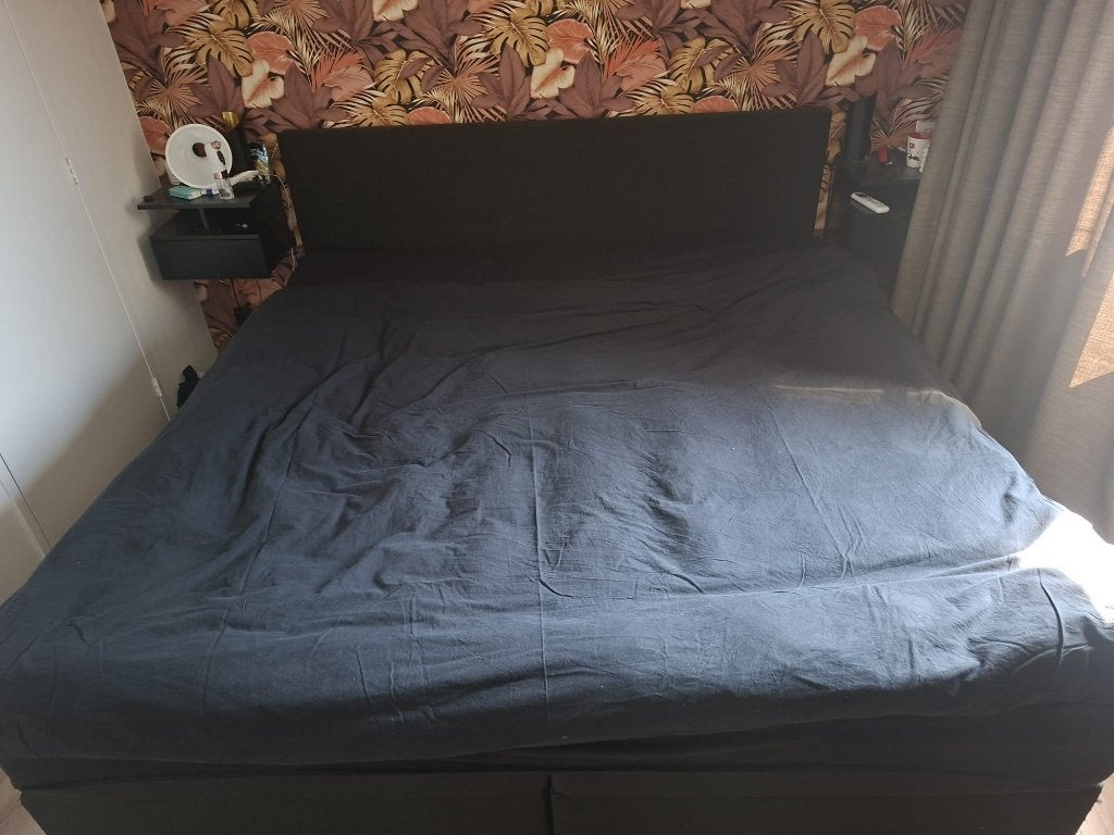 Compleet tweepersoons king's sizebed met matrassen en topper, Ophalen, Gebruikt, Tweepersoons, Overige maten