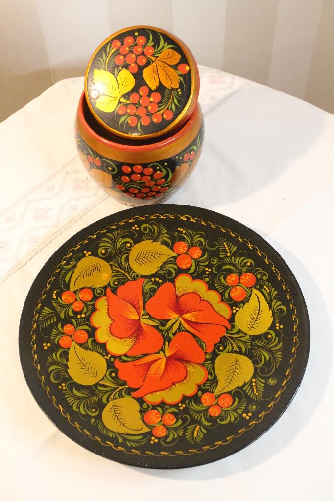 Khokhloma houten schaaltjes, Antiek en Kunst, Ophalen