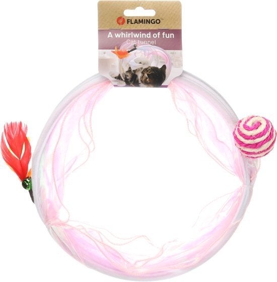 Flamingo - Kattentunnel Kattenspeelgoed met Bal - Roze, Dieren en Toebehoren, Speeltunnel, ., Nieuw, Ophalen of Verzenden