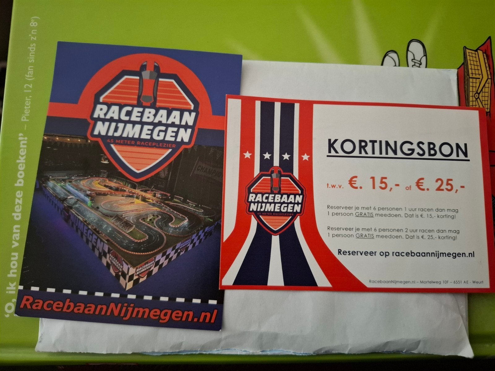 Kortingsbon voor kartbaan in Nijmegen, Tickets en Kaartjes, Drie personen of meer, Kortingsbon, Overige typen