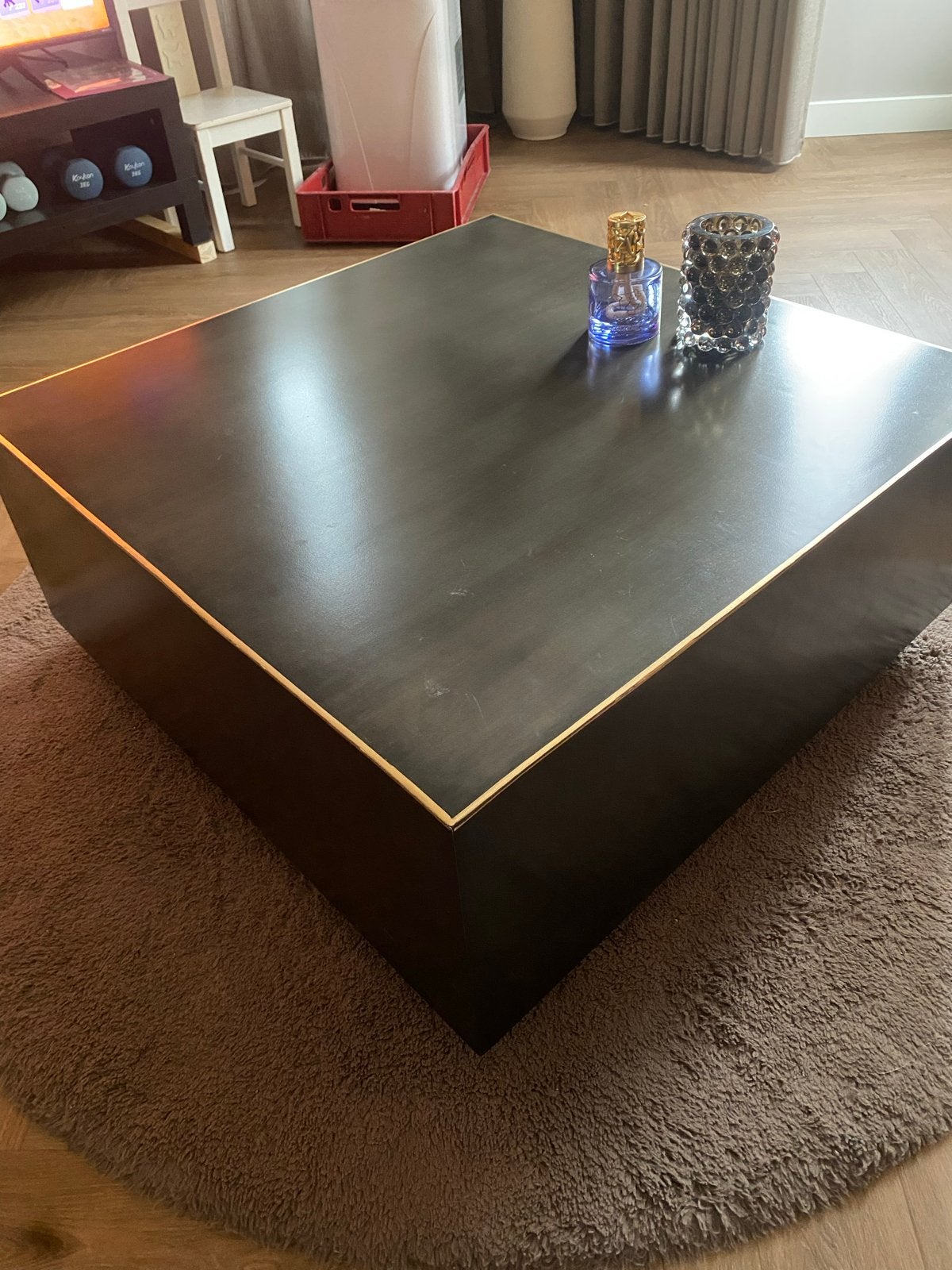 Nieuwe PTMD Salontafel 60x60x40cm met Gouden Bies, Ophalen, Vierkant, Nieuw, 50 tot 100 cm