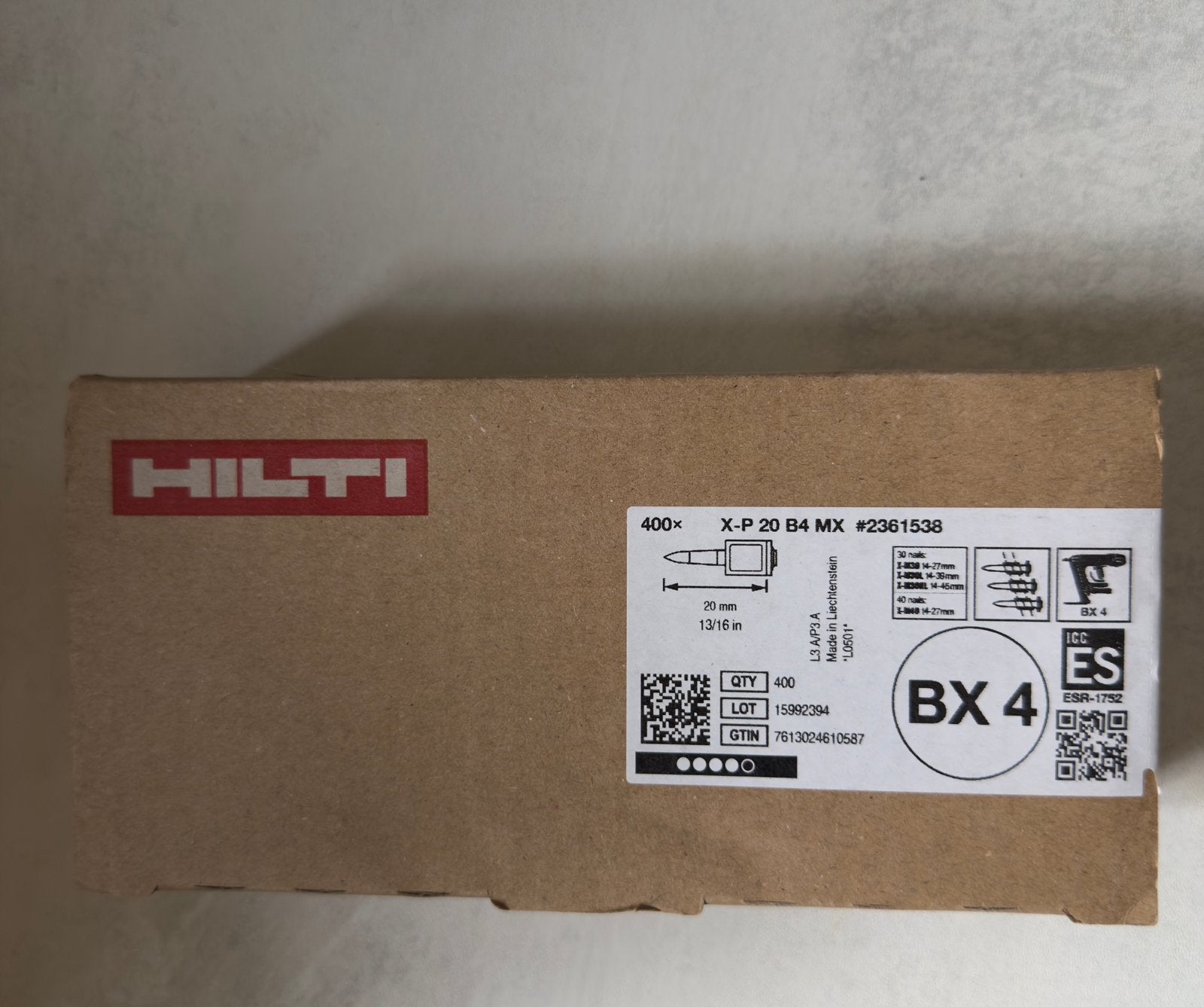 Nieuw Hilti X-P 20 B4 MX 20 mm – 400 stuks – BX4, Ophalen of Verzenden, Zo goed als nieuw, Overige typen