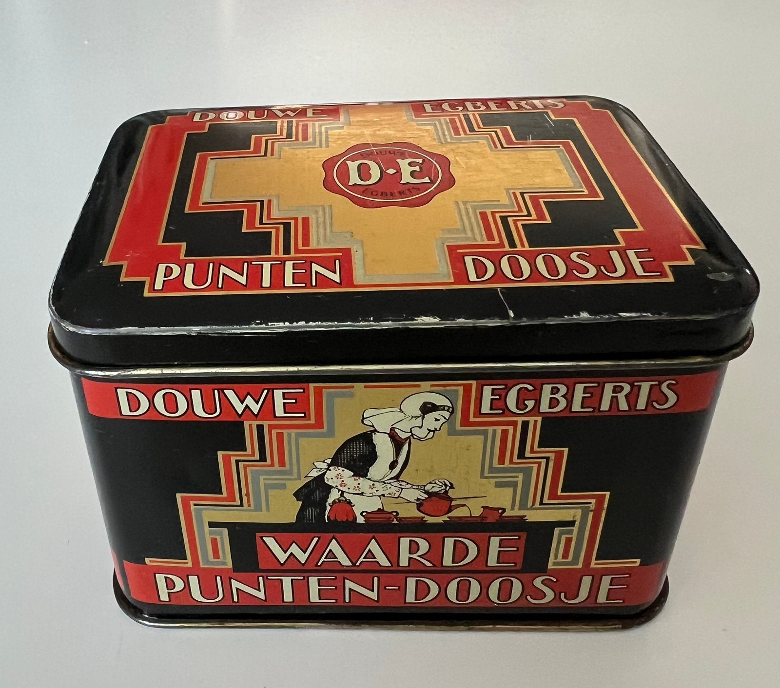 Een vintage blik Douwe Egberts Waarde Punten Doosje, Ophalen of Verzenden, Zo goed als nieuw, Koffie, Douwe Egberts