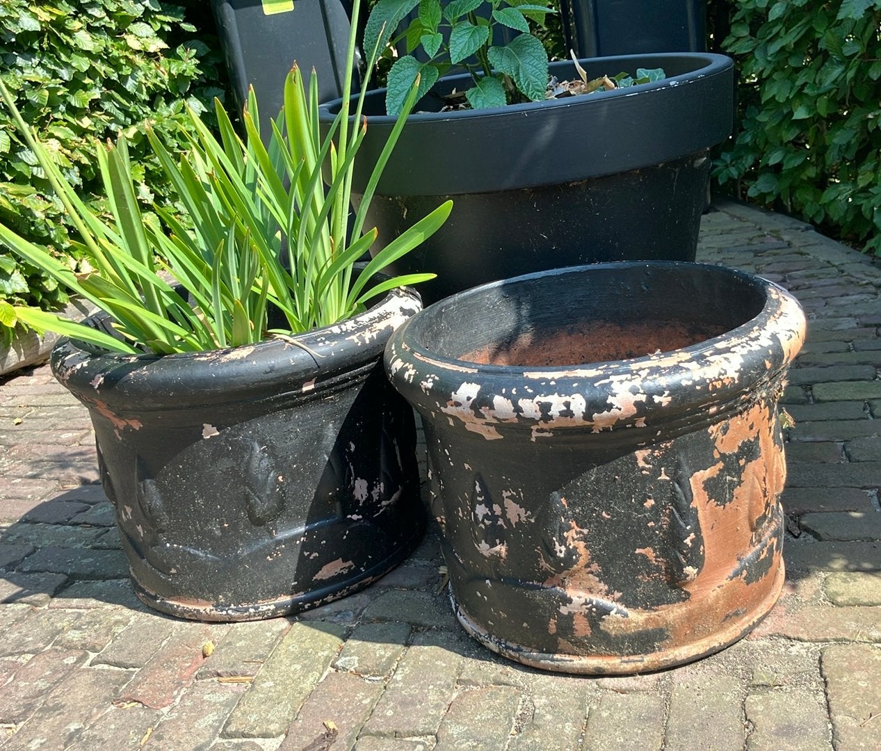 2 grote Terra cotta potten - Perfect voor een DIY project!, Ophalen, Gebruikt