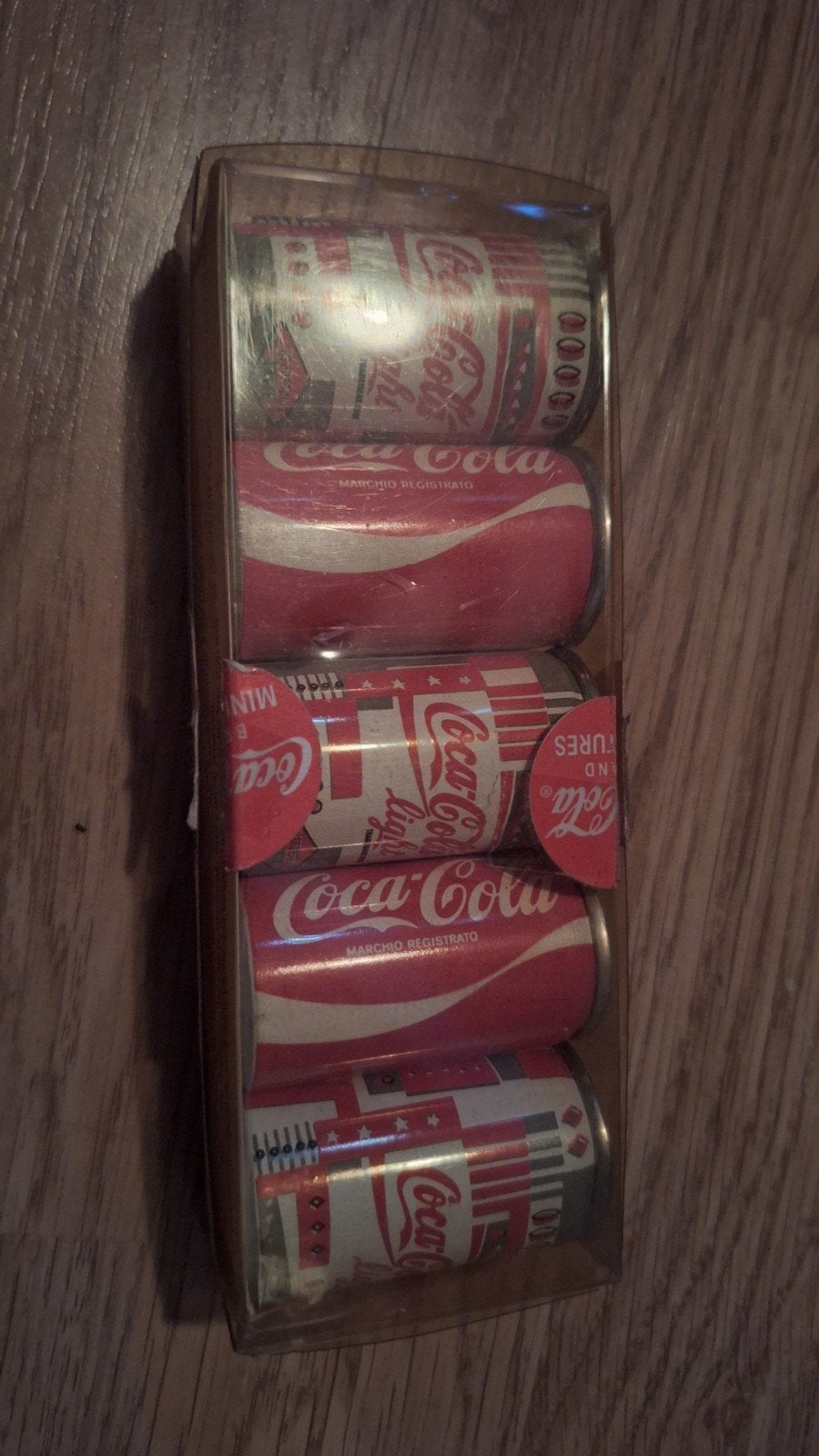 Setje miniatuur blikjes Coca-Cola, gevuld, Ophalen