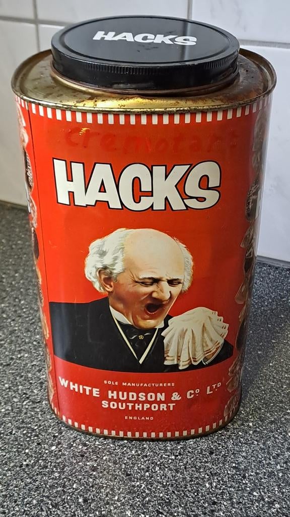 Vintage Hacks blik - White Hudson & Co Ltd - Engeland, Reclamebord, Gebruikt, Onbekend, Ophalen of Verzenden