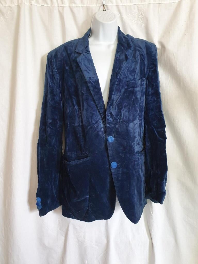 Blauw fluwelen jasje. Mt L Merk Box office, Maat 52/54 (L), ., Ophalen of Verzenden, Gedragen