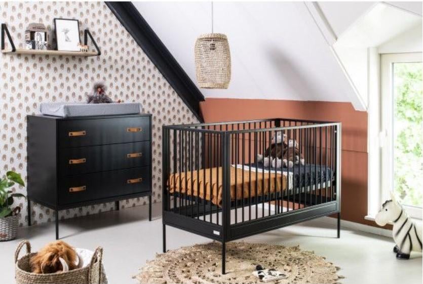 Coming Kids Bliss ledikant 60x120 zwart, Ophalen, Gebruikt, Ledikant