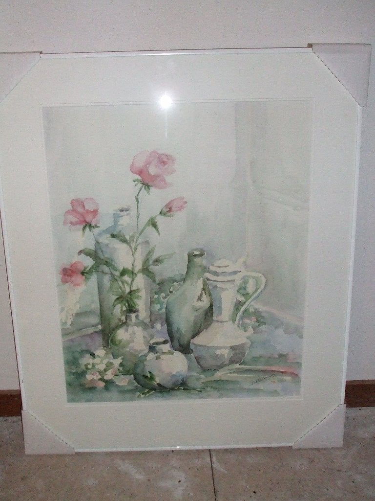 aquarel, stilleven, werk van mevr. Blaauw, Ophalen of Verzenden, Ingelijst