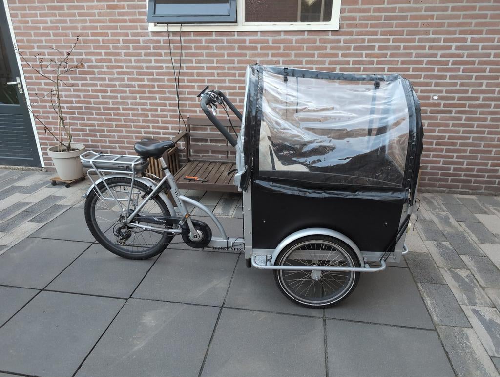 Elektrische Bakfiets met Huif en Kinderzitje, Ophalen of Verzenden, Gebruikt, 4 kinderen of meer, Huif