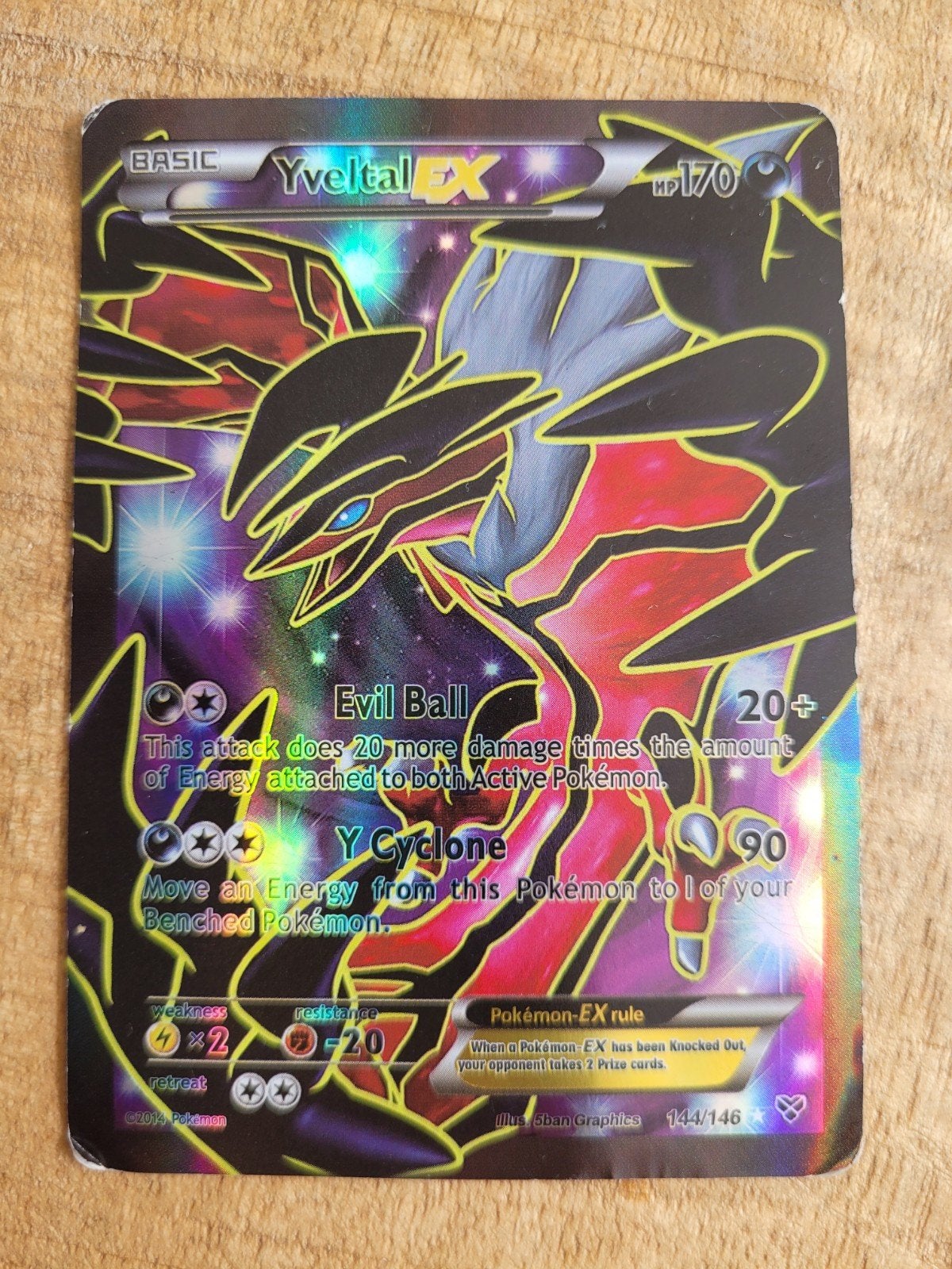 Pokémon Kaart Yveltal EX 144/146 XY Base Set Foil, Ophalen of Verzenden, Gebruikt, Losse kaart, Foil