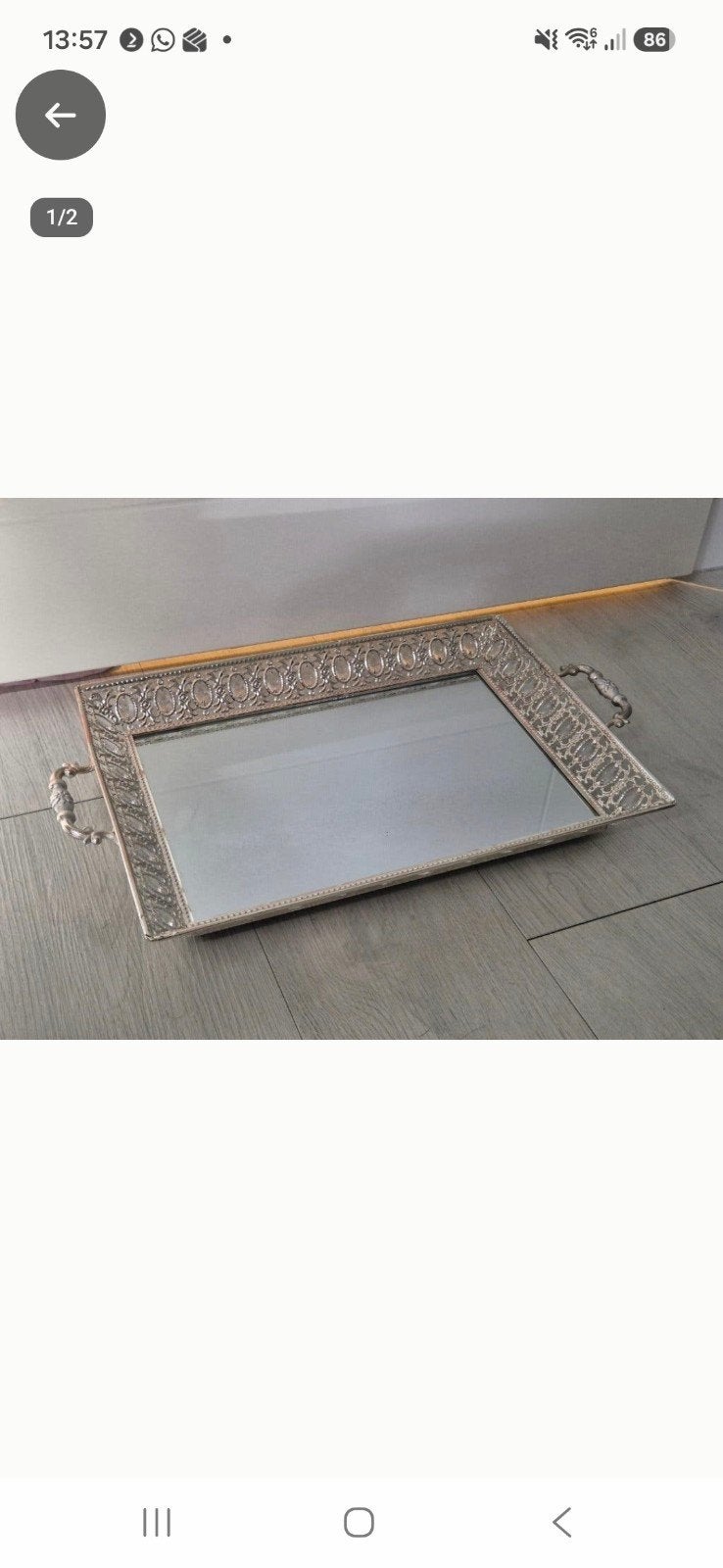 Dienblad zeer decoratief met spiegelplaat., Met pootjes, Ophalen of Verzenden, Zo goed als nieuw, Metaal