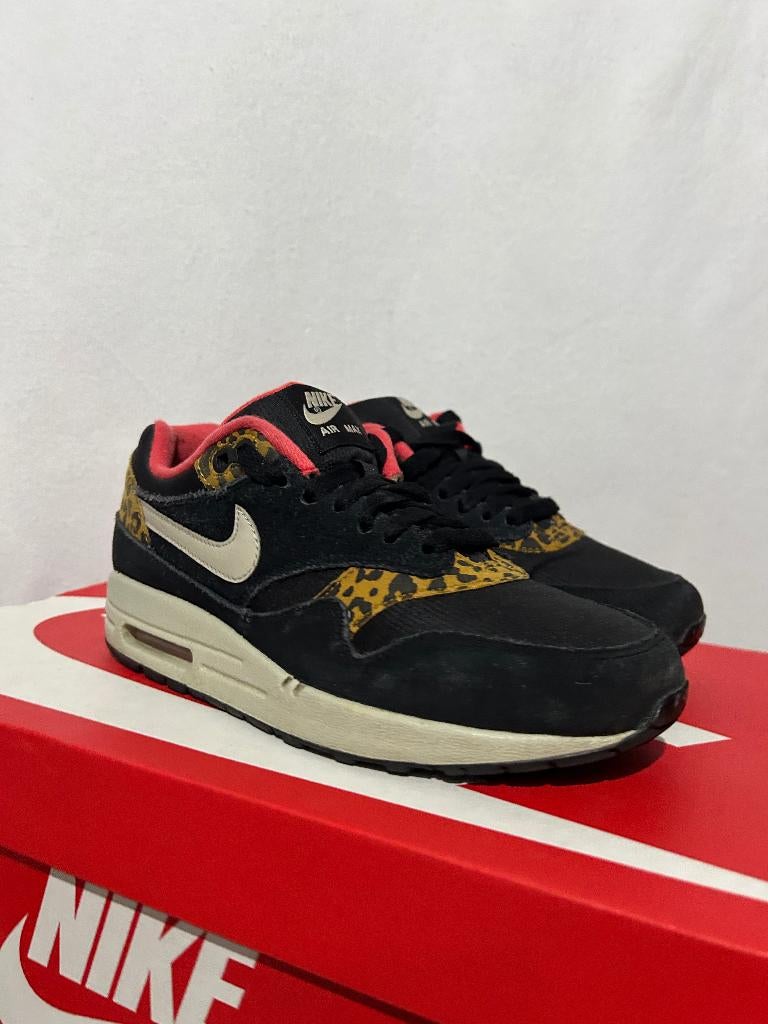ALS NIEUW! Maat 37,5 - Nike Air Max 1 Leopard Black, Overige kleuren, Verzenden, Nike, Nike