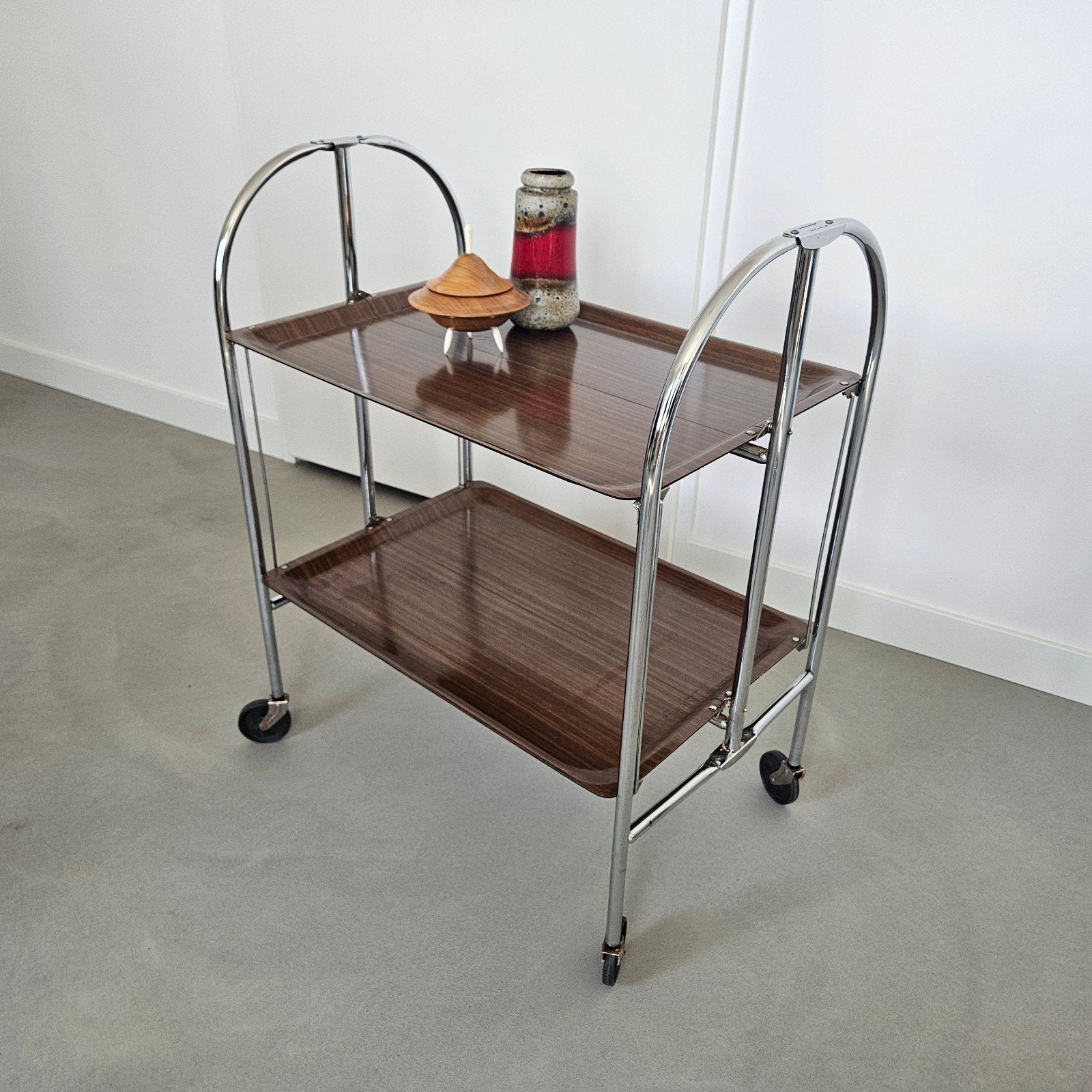 Vintage bar cart serveerwagen trolley chroom - jaren 60/70, Ophalen