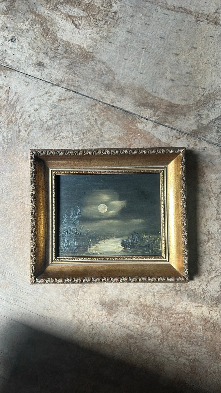 Schilderij: Nachtelijk Landschap met Maan en Water, Antiek en Kunst, Kunst | Schilderijen | Klassiek, Ophalen, Paneel, Landschap