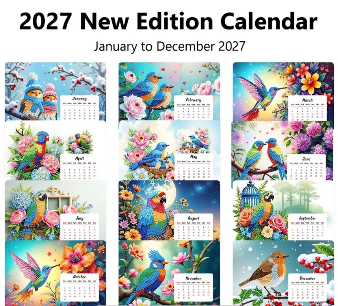2027 Bureau kalender Vogels vol rond Nieuw, Ophalen of Verzenden, Nieuw, Knutselwerk