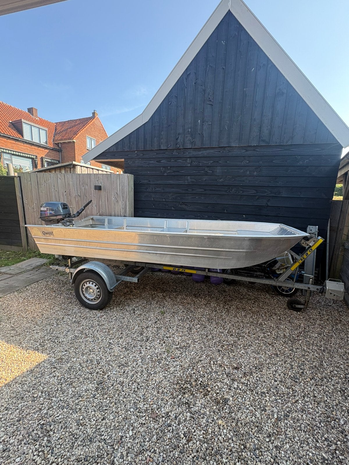 Yamaha 15pk 4 takt met qwest 3.70 x 1.40, Watersport en Boten, Ophalen, Zo goed als nieuw, Aluminium