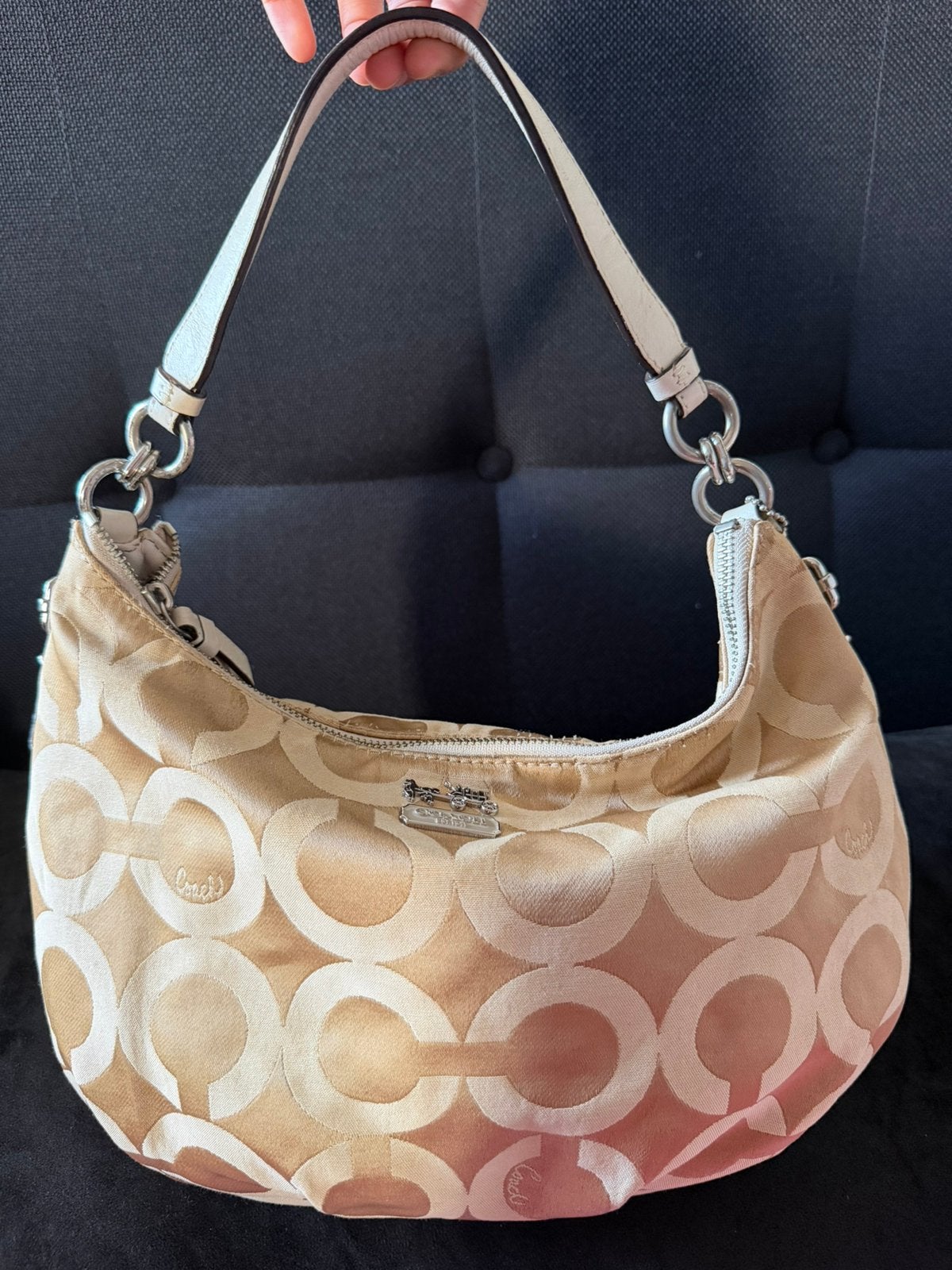 Coach Tas, Ophalen of Verzenden, Gebruikt, Beige, Schoudertasje