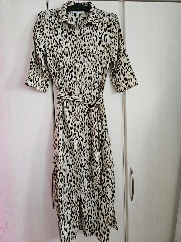 Jacky Luxury Luipaardprint Jurk XS, Beige, Ophalen of Verzenden, Maat 34 (XS) of kleiner, Onder de knie