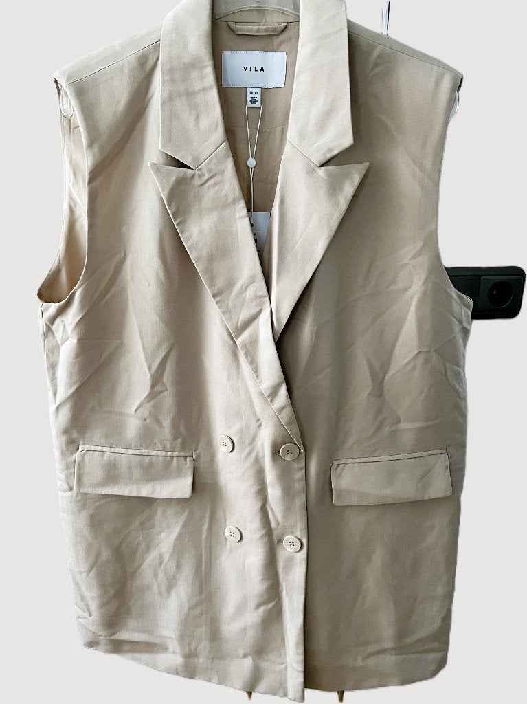 Nieuw Vila mouwloos lang sls jasje vest maat L in kit kleur, Kleding | Dames, Jasjes, Kostuums en Pakken, Verzenden, Beige, Vila