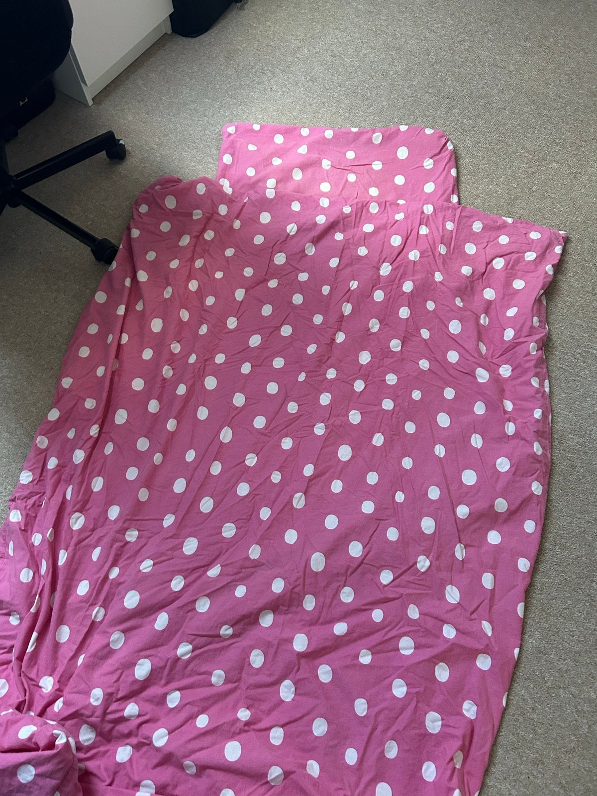 Roze dekbedovertrek met witte stippen, Ophalen of Verzenden, Gebruikt, Roze, Dekbedovertrek