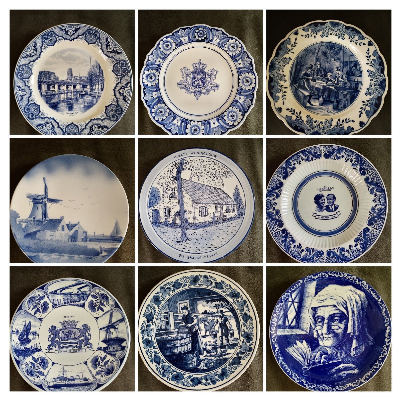 9 stuks Delfs blauwe wandborden, Antiek en Kunst, Antiek | Wandborden en Tegels, Ophalen of Verzenden