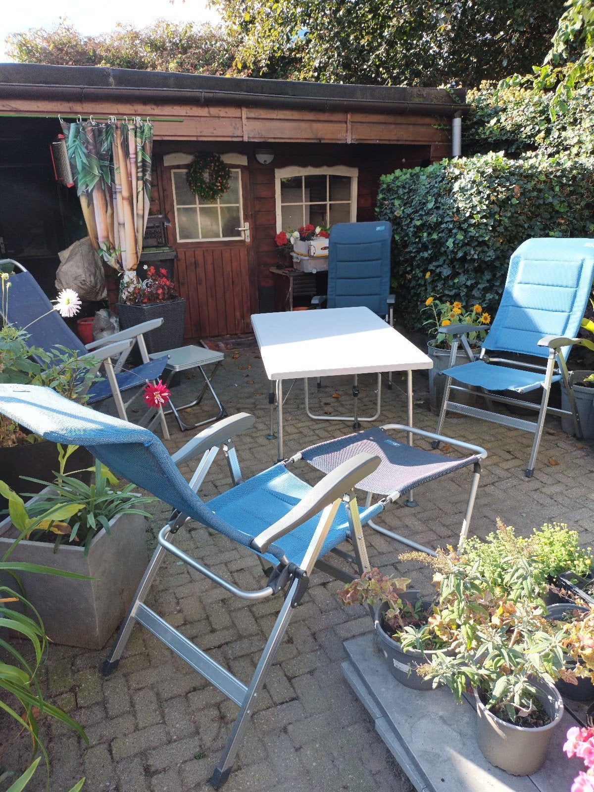 Campingset 4 stoelen tafel en bijzettafel, Ophalen, Campingstoel