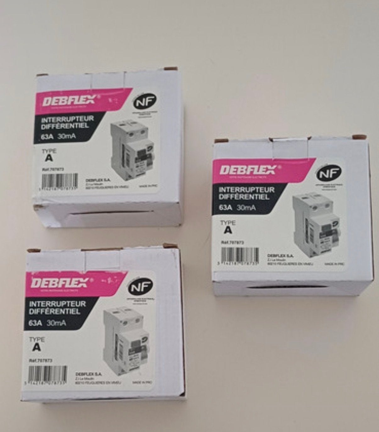 DEBFLEX Aardlekschakelaar 63A 30mA Type A (3 stuks), Ophalen of Verzenden, Nieuw, Overige merken, Aardlekschakelaar