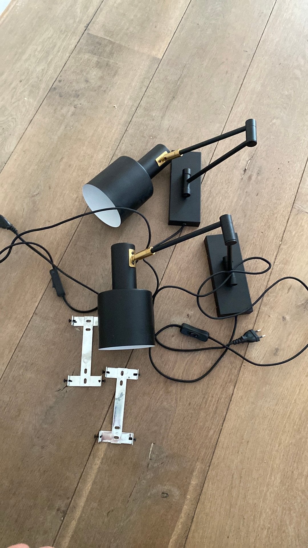 Set wandlamp nordin, Ophalen, Gebruikt, Zwart, E27 (groot)