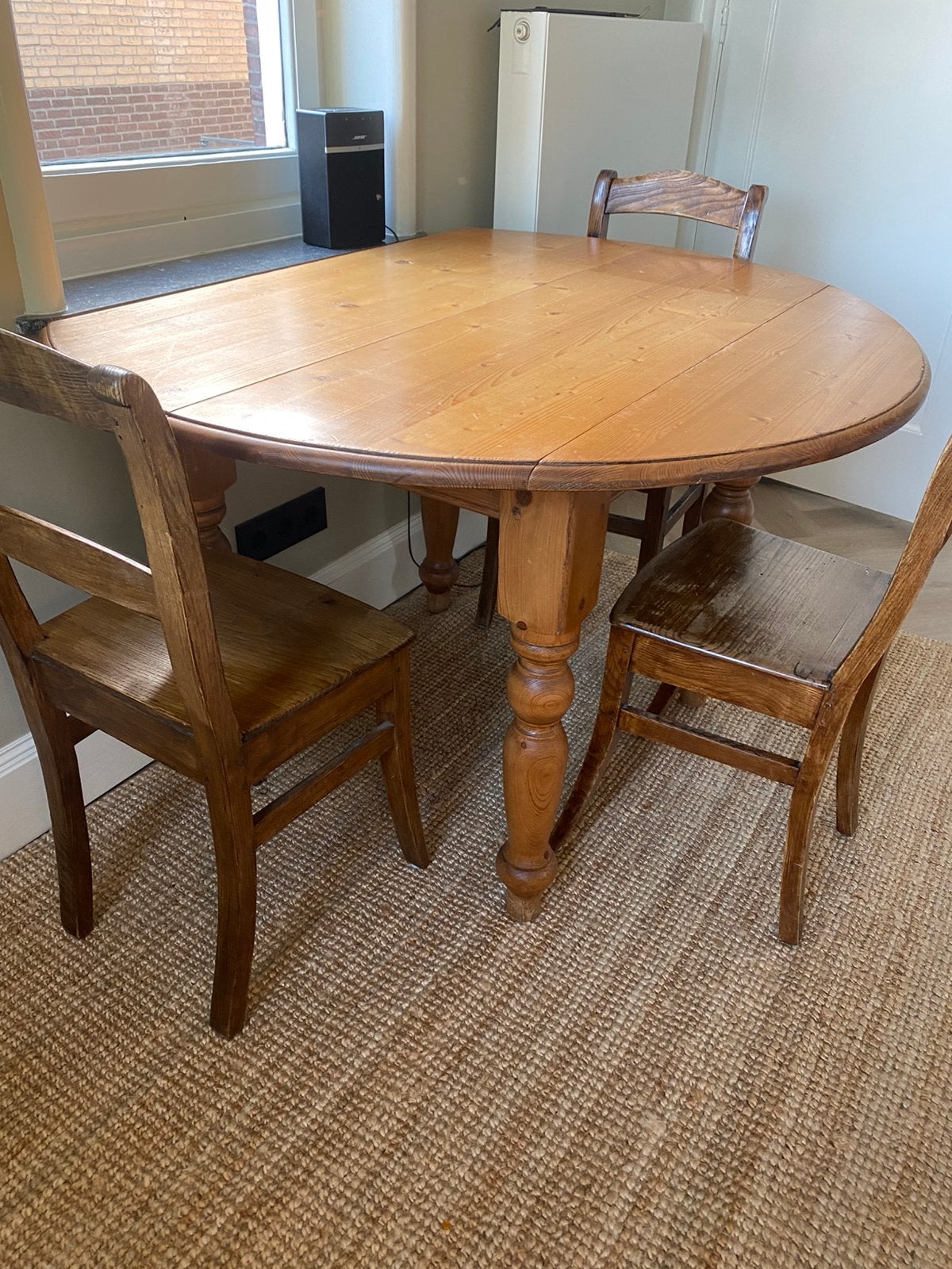 Grenen boeren eettafel, Ophalen of Verzenden, Zo goed als nieuw, 4 tot 6 stoelen