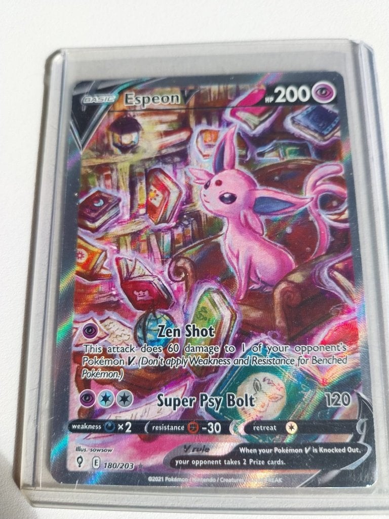 Pokémon Espeon V 180/203 Full Art (Engels), Hobby en Vrije tijd, Verzenden, Zo goed als nieuw, Losse kaart, Foil