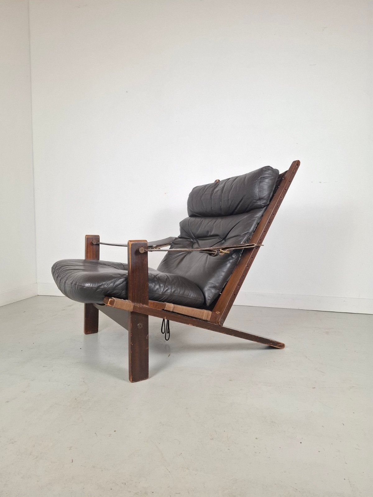 Vintage design fauteuil jaren 60 safari chair Deens design, Ophalen of Verzenden, Gebruikt, 75 tot 100 cm, 50 tot 75 cm