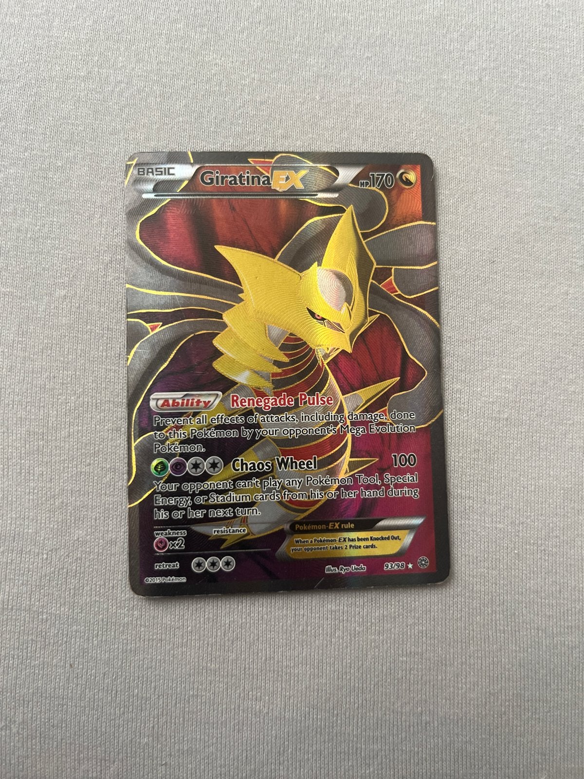 Giratina EX Pokémon kaart - Full Art, Ophalen of Verzenden, Zo goed als nieuw, Losse kaart, Foil