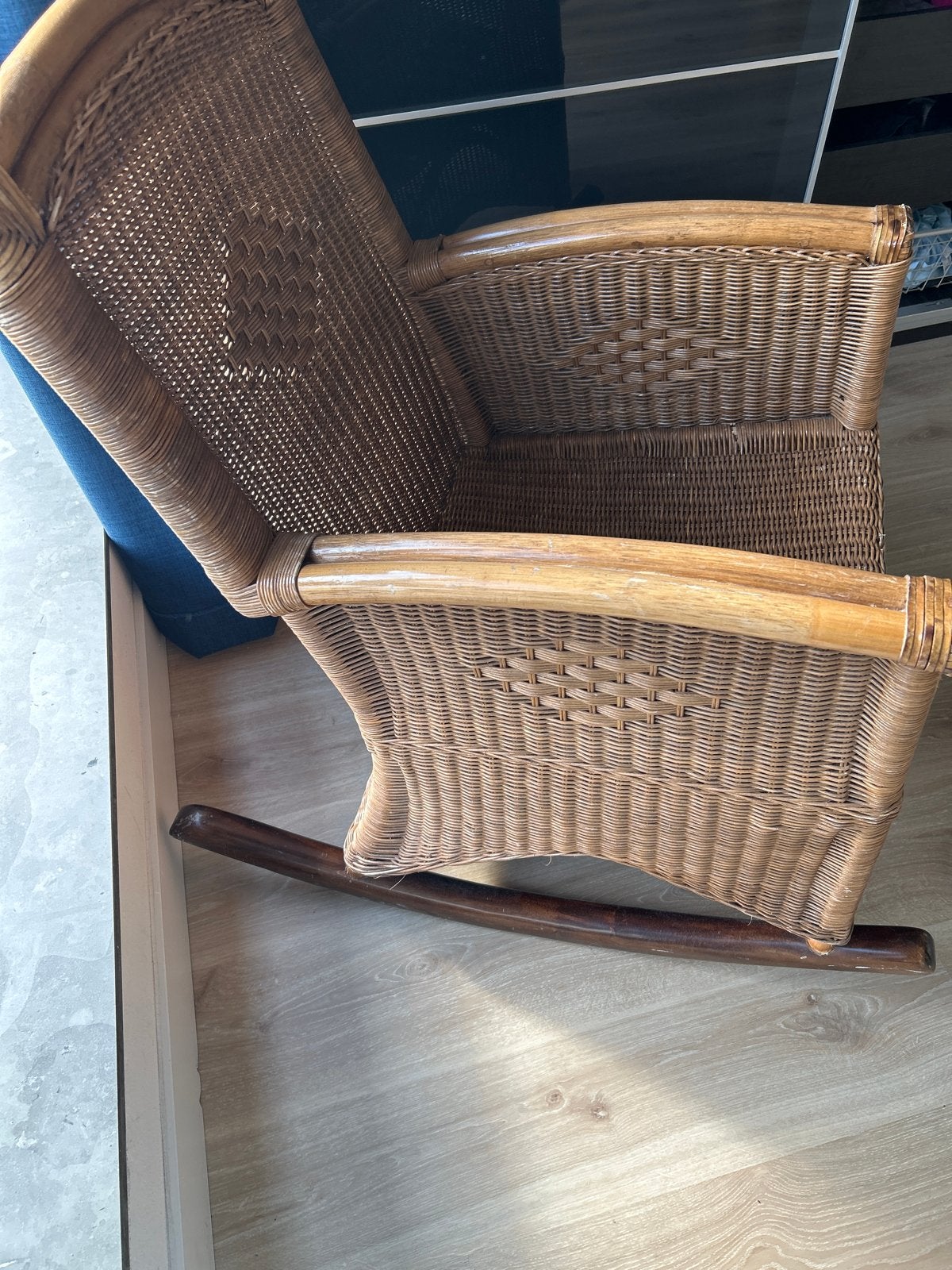 Rotan schommelstoel, Ophalen, Gebruikt, Bruin, Riet of Rotan