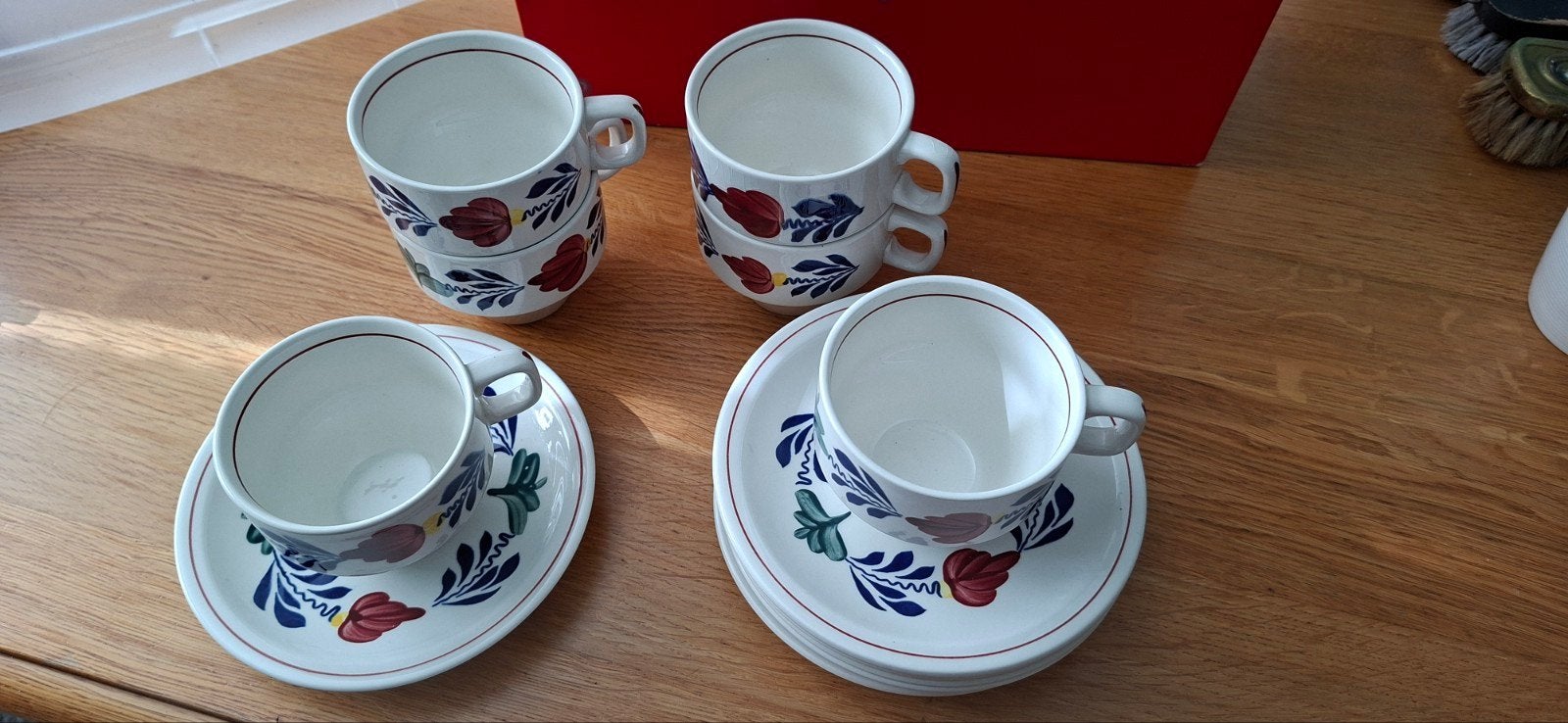 Boerenbont Koffiekopjes en Schotels - Set van 6, Ophalen
