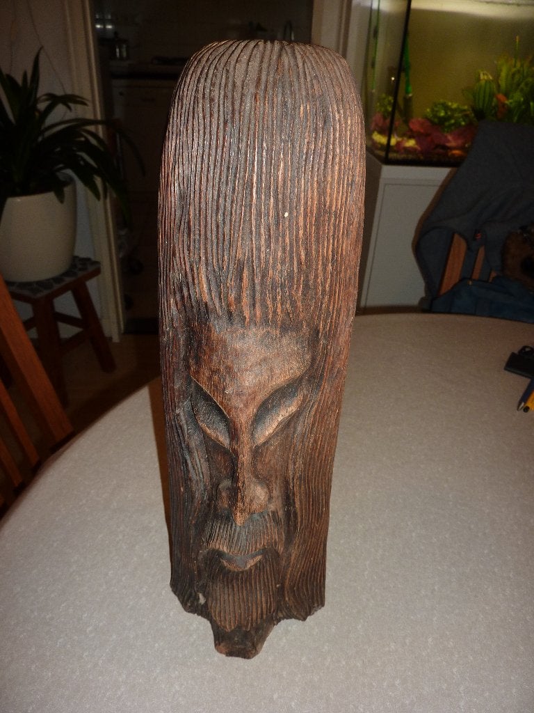 oud houten hoofd afrika, Houtsnijwerk, Ophalen of Verzenden, 20 - 50 cm, Hout