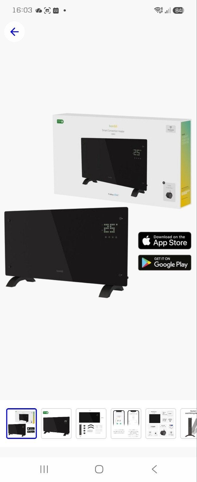 Hombli Elektrische Kachel - Convectorkachel - Smart App, Huis en Inrichting, Kachels, Ophalen, Overige soorten, Elektrisch, Zo goed als nieuw
